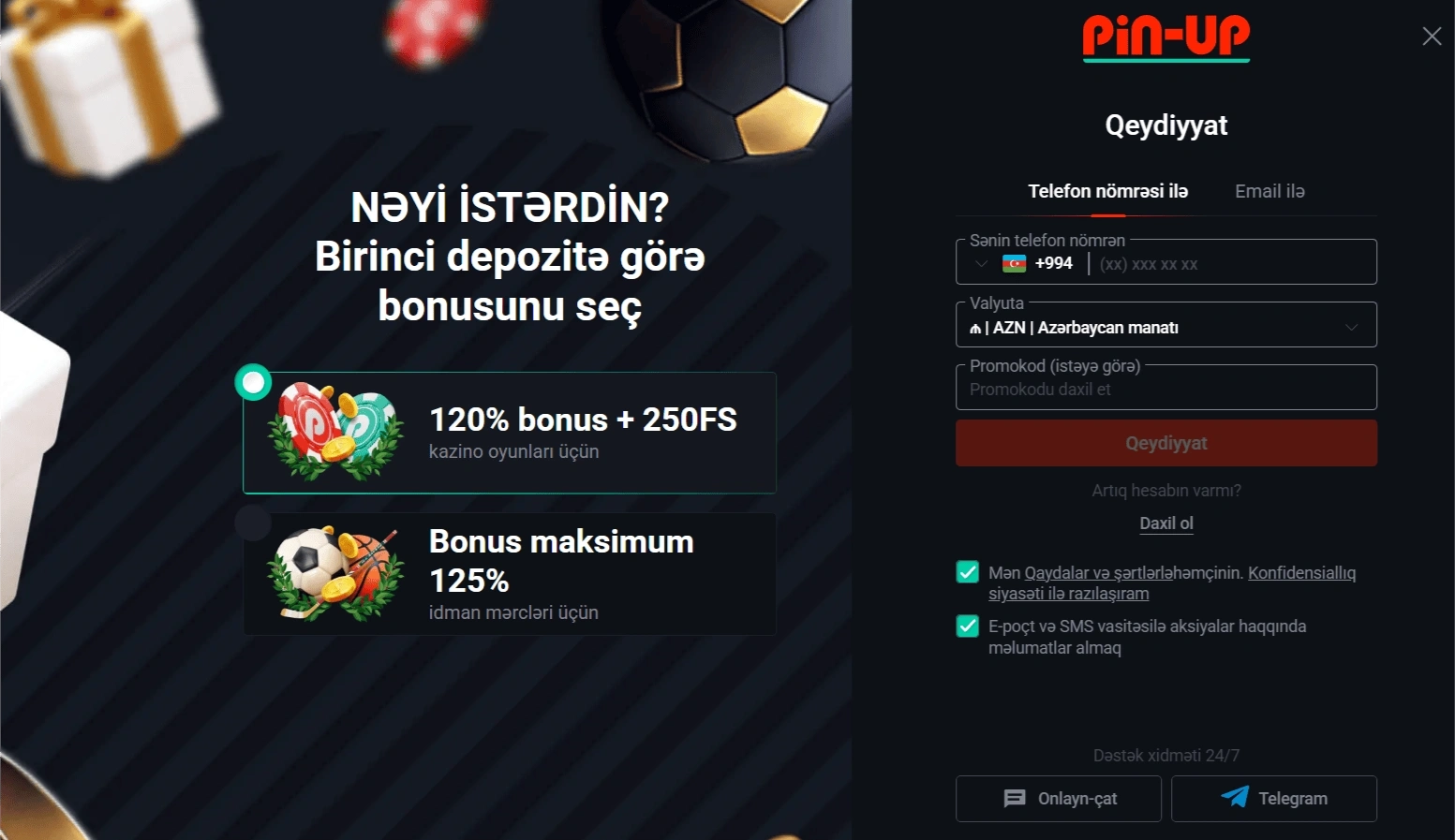 Pinup AZ Casino – hesab yaratmaq addım-addım